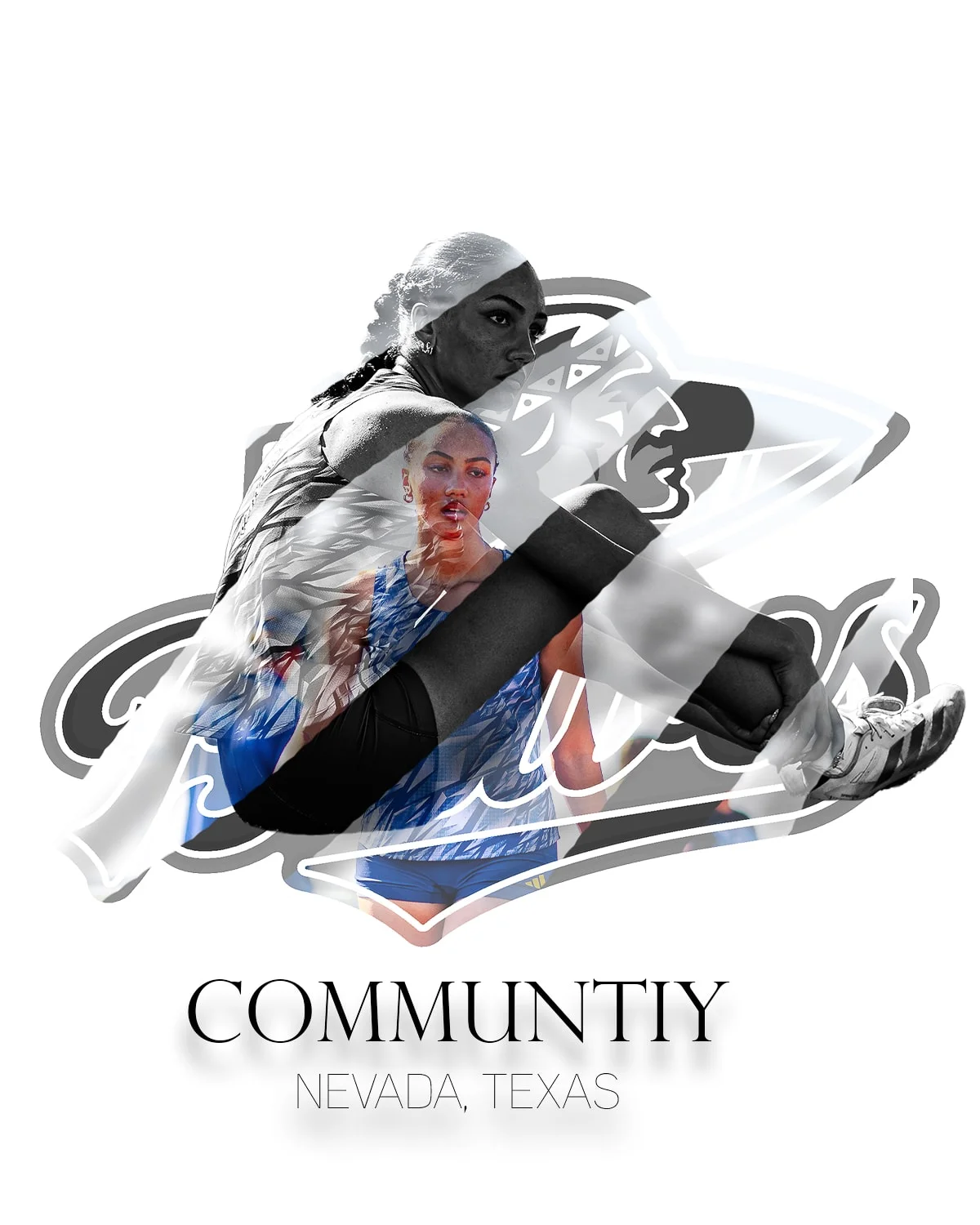 Layered track graphic for a Community High School athlete, Nevada, Texas