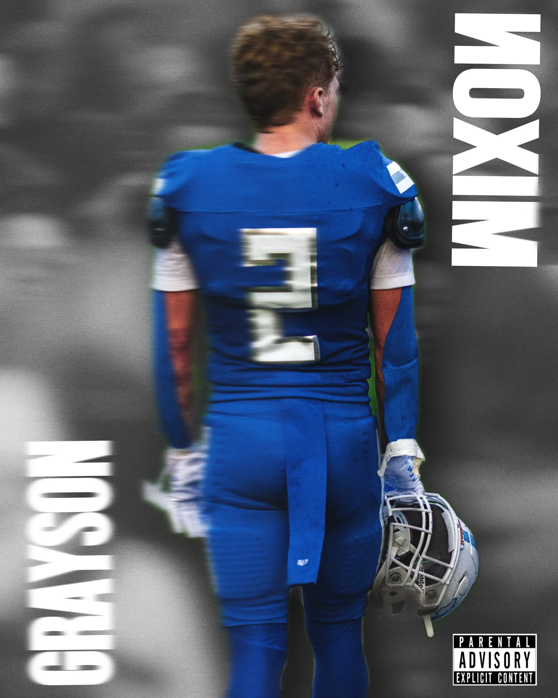 Football graphic for Wills Point Tigers number 2, seen from behind with helmet in hand